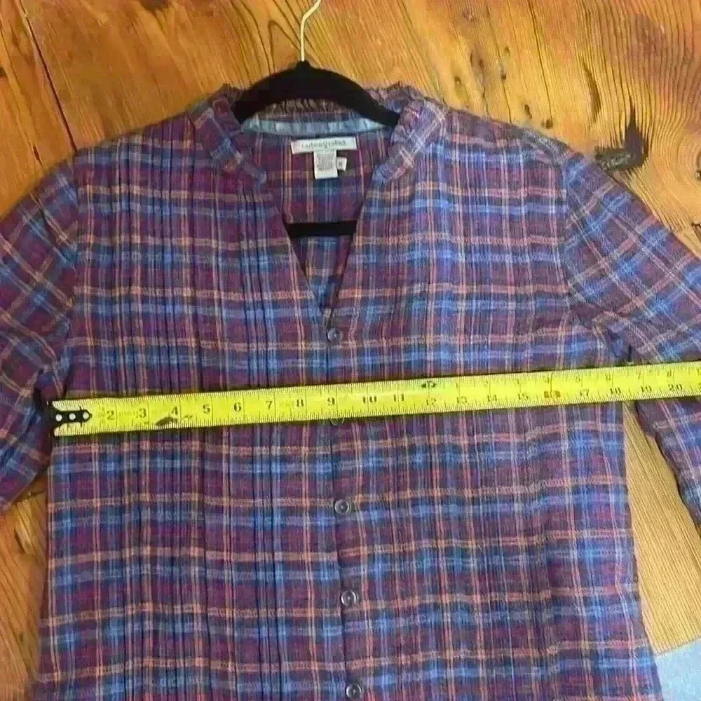 Carbon 2 Cobalt Women Wheaton Plaid Button Down Long Sleeve Shirt Size Small - Picture 9 of 11